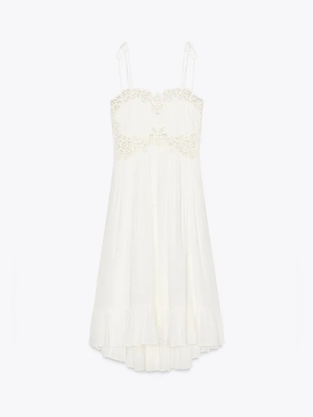 Zara White Lace Cotton Flowy Summer Bohemian Midi Dress - Picture 5 of 11